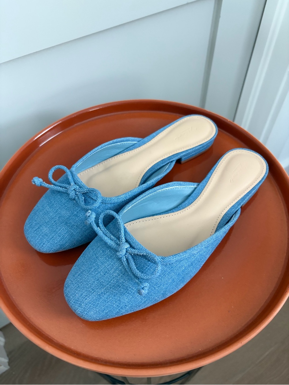 22Eleve’ Bow Embellished Denim Backless Mules
